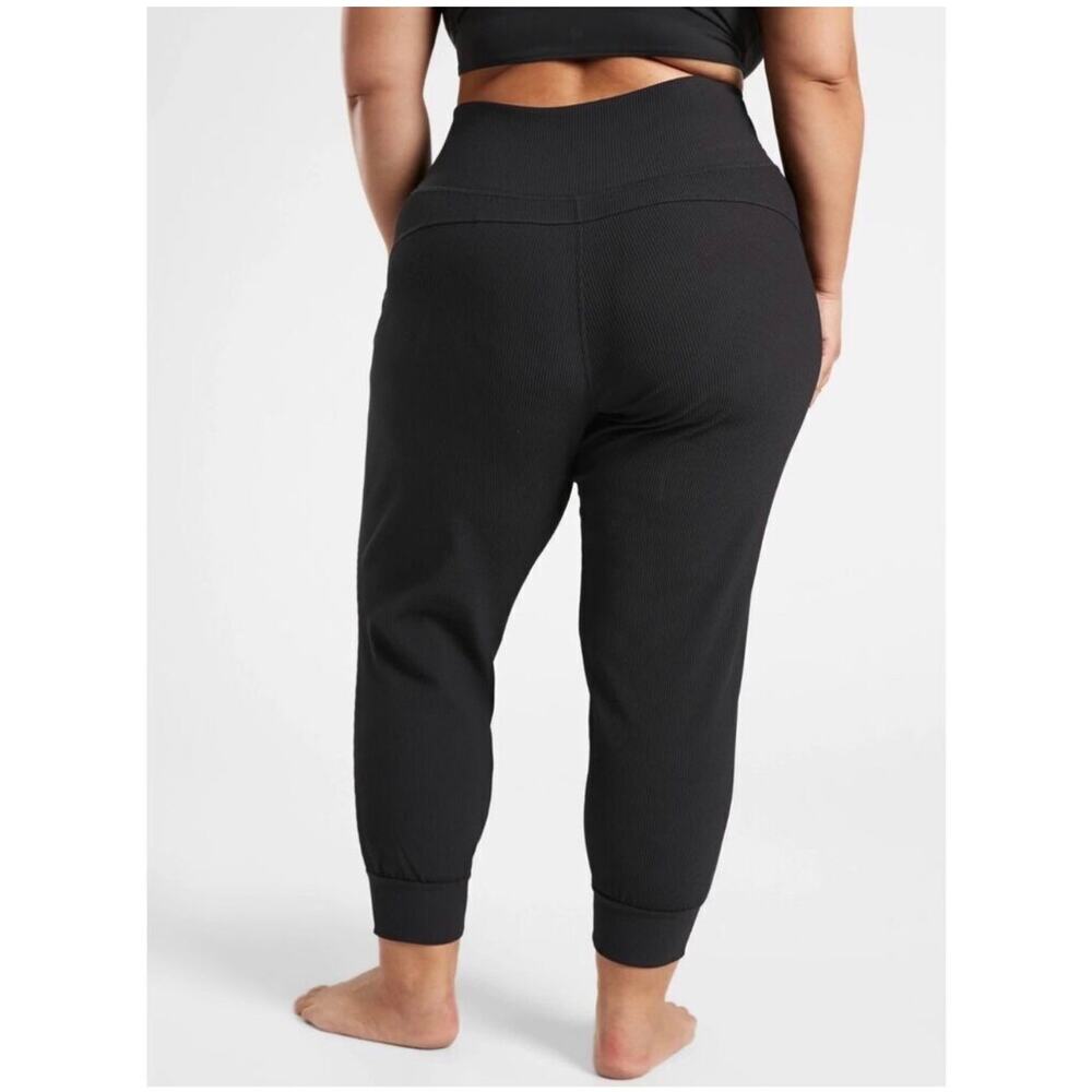 Athleta Black Ribbed High-Waist Jogger Pants - Picture 2 of 13